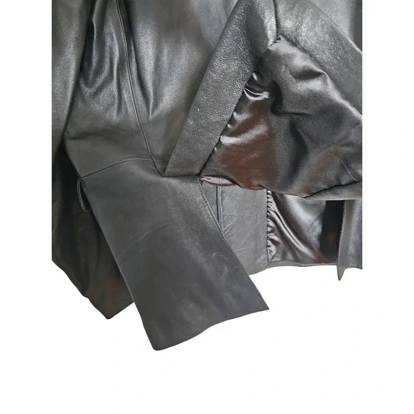 LAMARQUE Collection‎ Black Leather Shawl Collar Blazer Jacket Men Size 44 - Picture 8 of 10